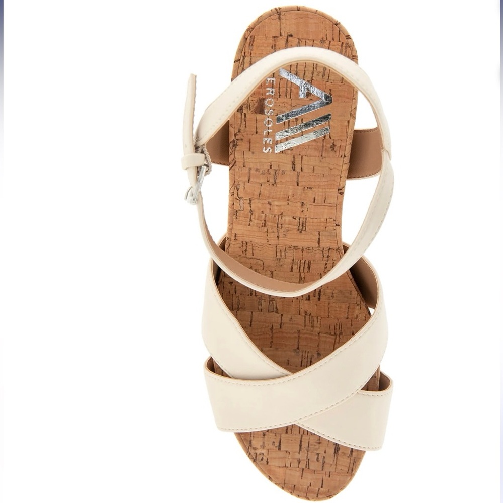 Aerosoles Cream Wedge Sandals - Picture 2 of 3